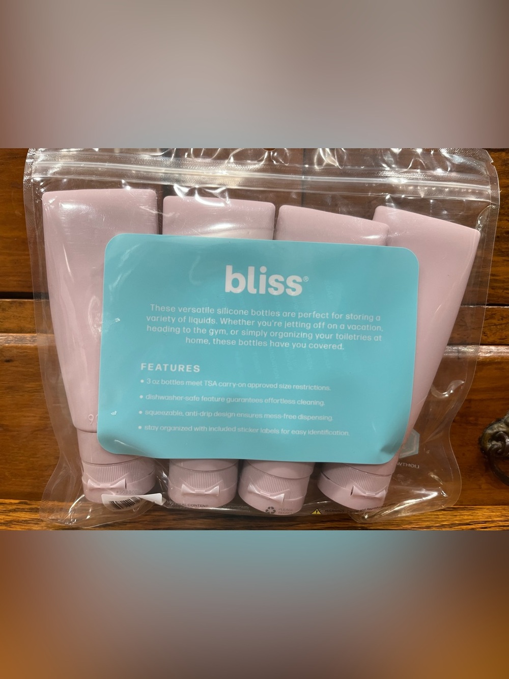 bliss Travel Silicone Bottle Set – 4 Piece – Pink – TSA Approved - Picture 2 of 2